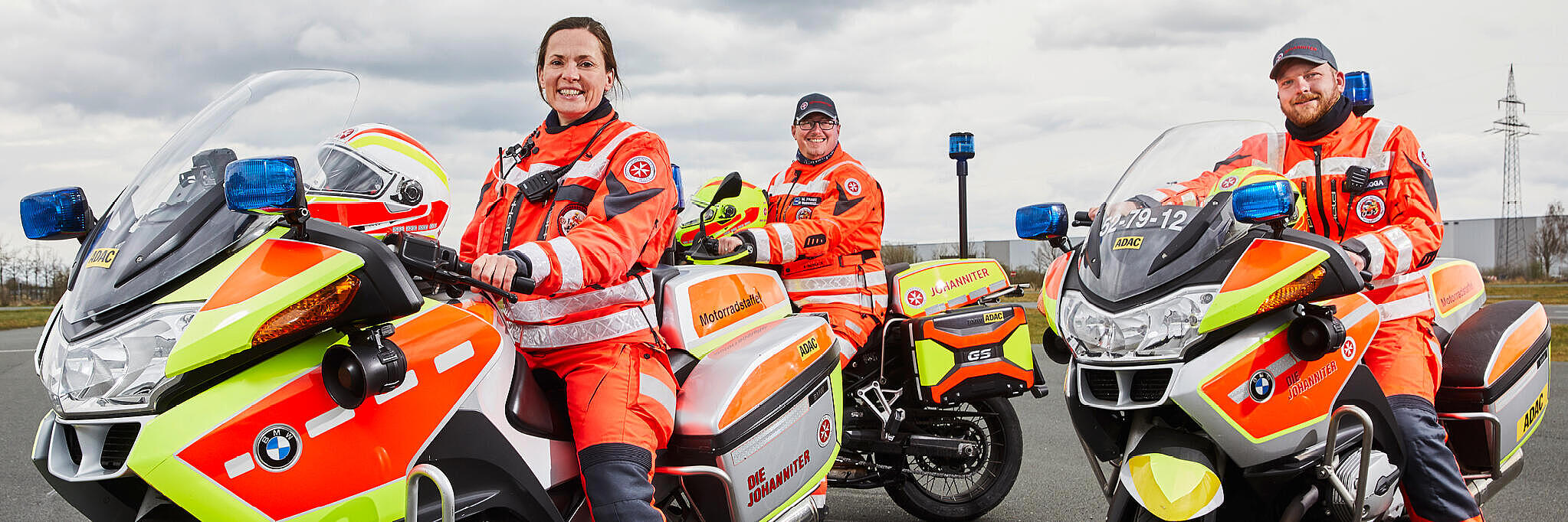 Die Johanniter-Motorradstaffeln sorgen für Sicherheit im Verkehr.