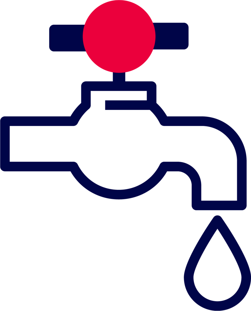 Icon eines Wasserhahns mir rotem Punkt