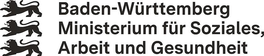 Logo: "Baden‑Württemberg Ministerium für Soziales, Arbeit und Gesundheit" mit drei Löwen‑Wappen.